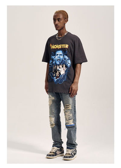 Havoc Blue Line Washed Distressed Men's VIBE Straight Jeans - Jeans Junction Online