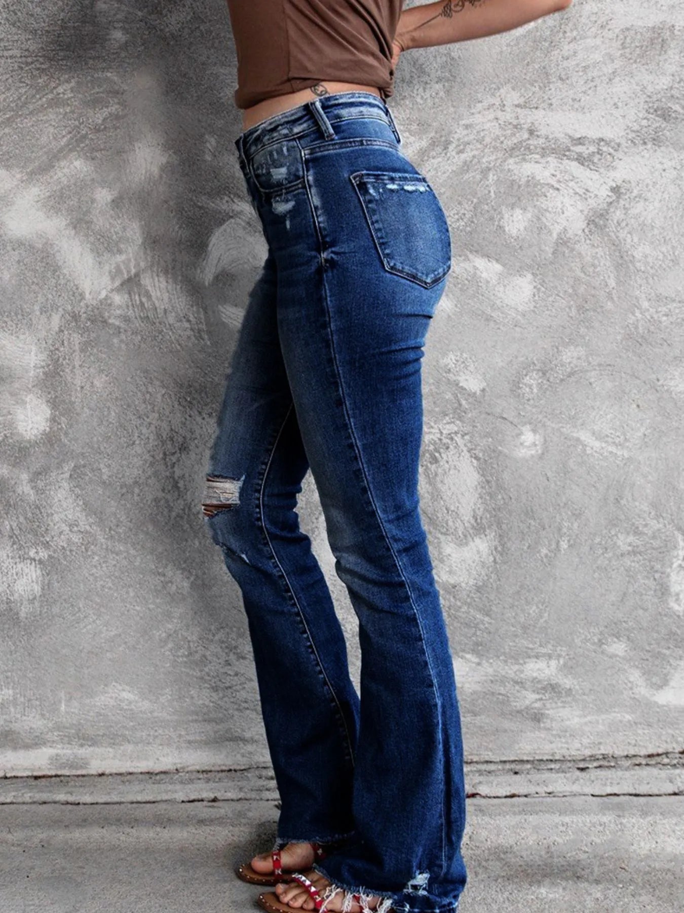 Distressed Flare Jeans - Jeans Junction Online