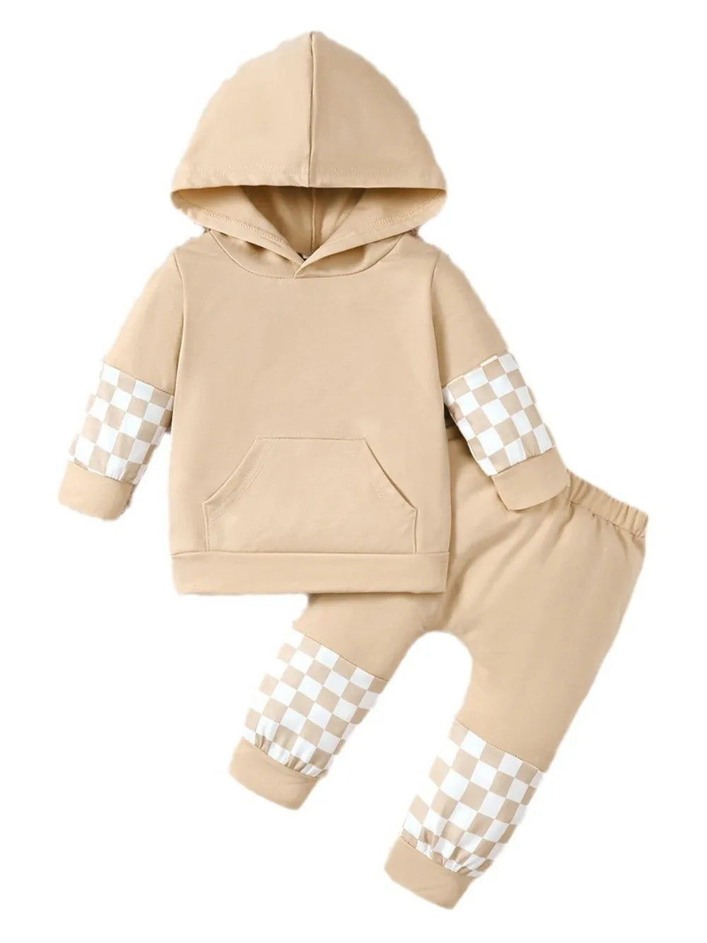 Checkered Long Sleeve Sweatshirt and Pants Set - Jeans Junction Online