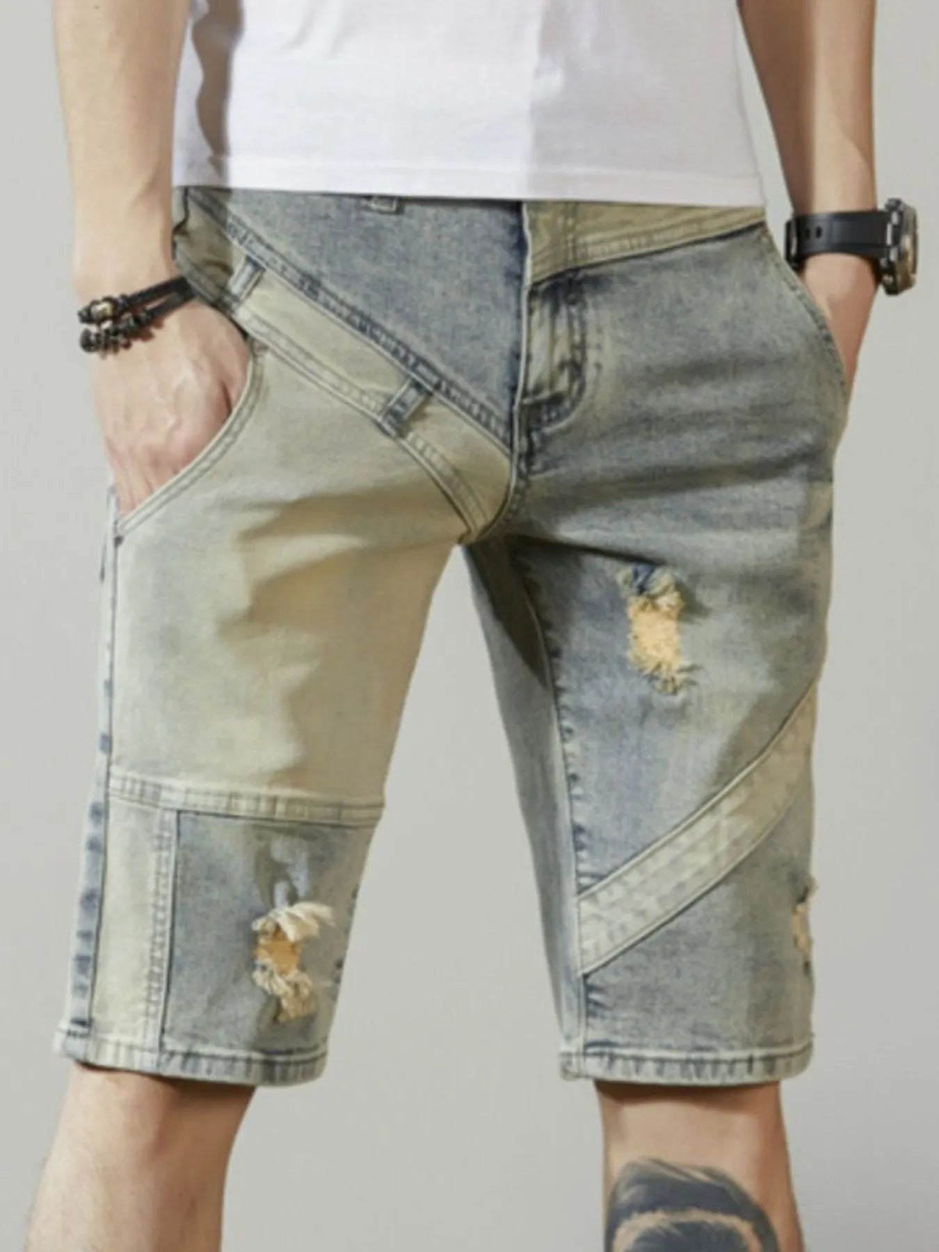 Men's Distressed Wash Denim Shorts - Jeans Junction Online