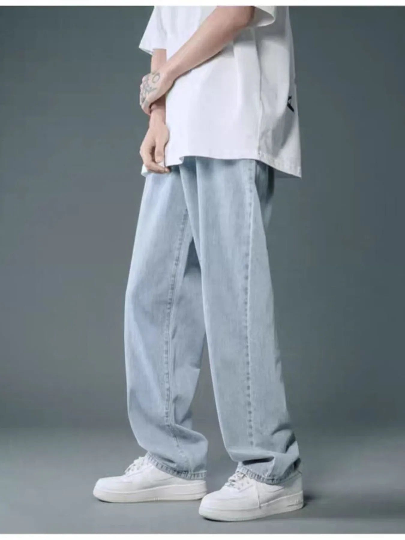 Men's Full Size Wide Leg Wash Relaxed Fit Jeans Plus Size - Jeans Junction Online