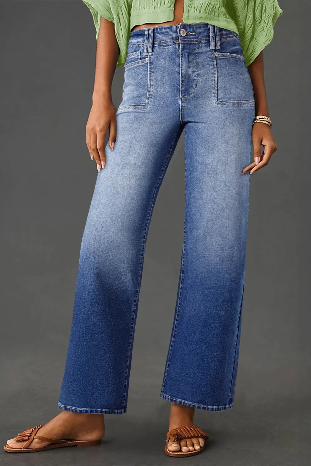 High-Waisted Wide-Leg Vintage Wash Jeans - Jeans Junction Online