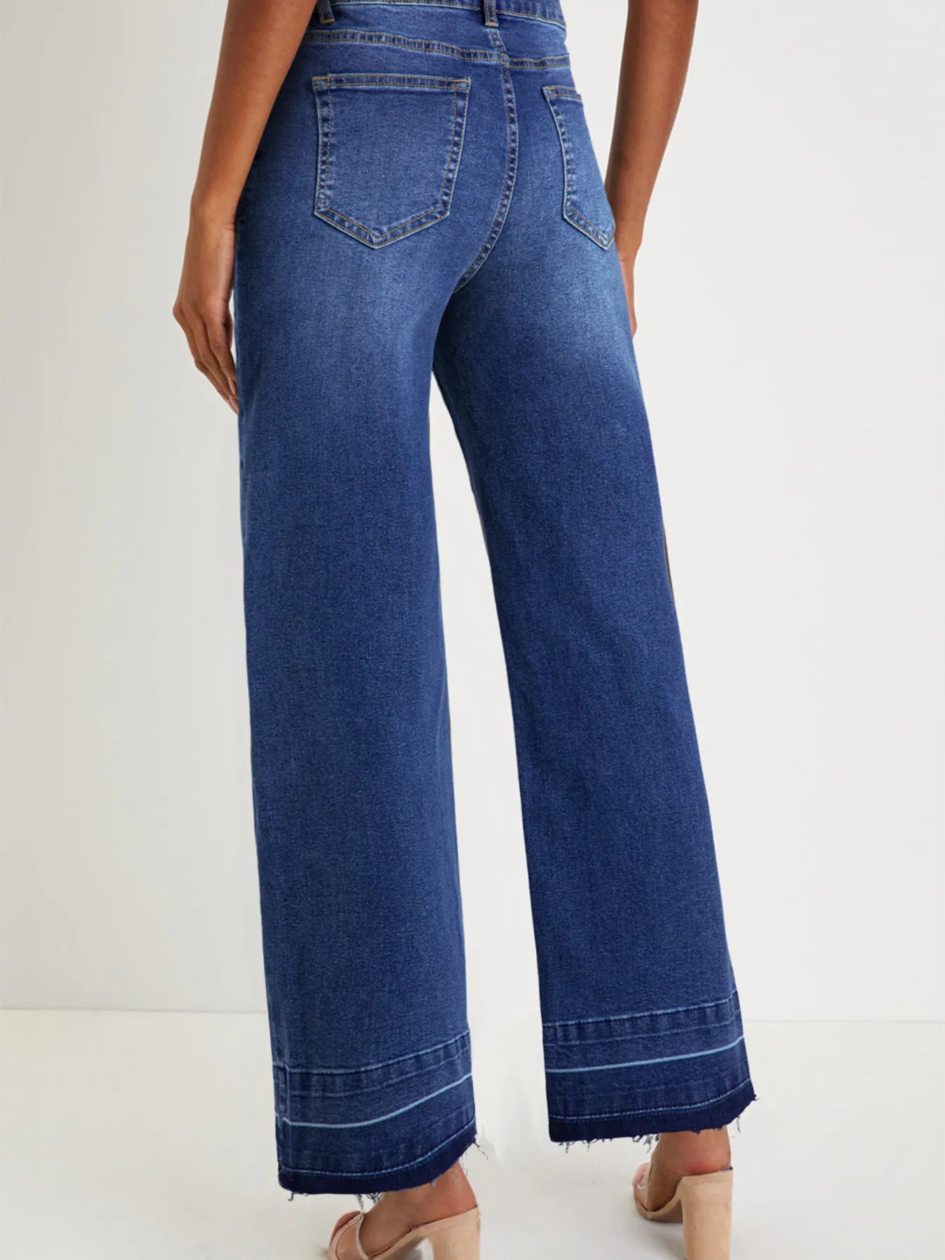 Raw Hem Unique Cuffs Straight High Rise Loose Jeans - Jeans Junction Online