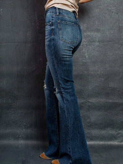 Distressed High-Waisted Flare Jeans - Jeans Junction Online