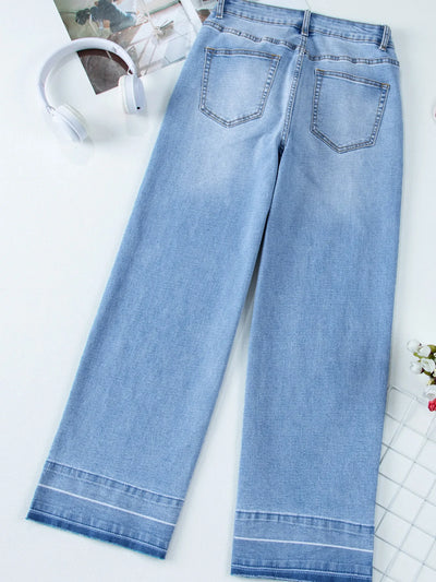 High Waist Wide Leg Washed Jeans - Jeans Junction Online