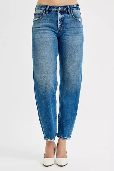RISEN Tummy Control High Rise Ankle Slim Barrel Jeans - Jeans Junction Online
