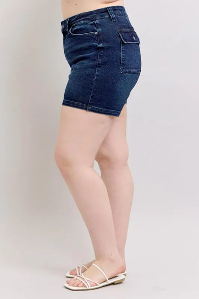 Judy Blue Plus Size High Waist Back Flap Pocket Denim Shorts - Jeans Junction Online