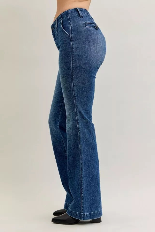Judy Blue Full Size Mid Rise Bootcut Jeans with Welt Pockets Plus Size - Jeans Junction Online
