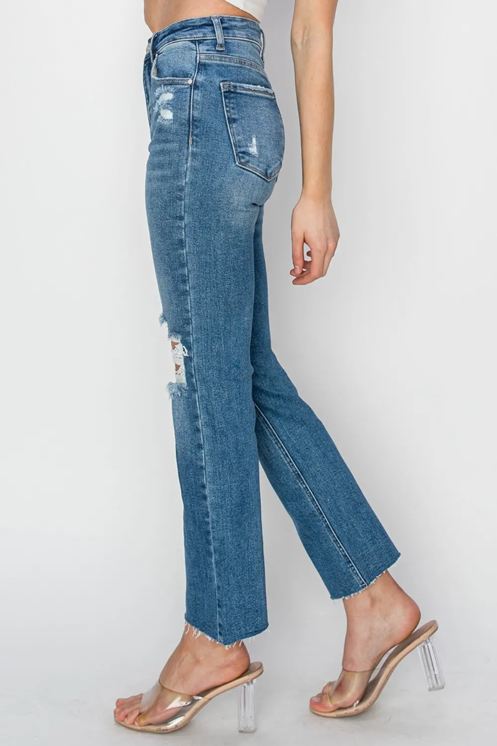 RISEN High Rise Distressed Ankle Jeans - Jeans Junction Online