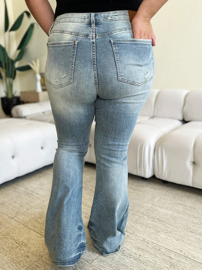 Judy Blue Full Size Mid Rise Flare Jeans - Jeans Junction Online