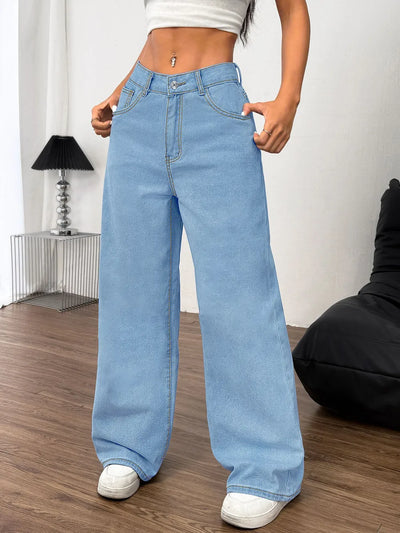 Embroidered Bow Back Wide Leg Jeans - Jeans Junction Online