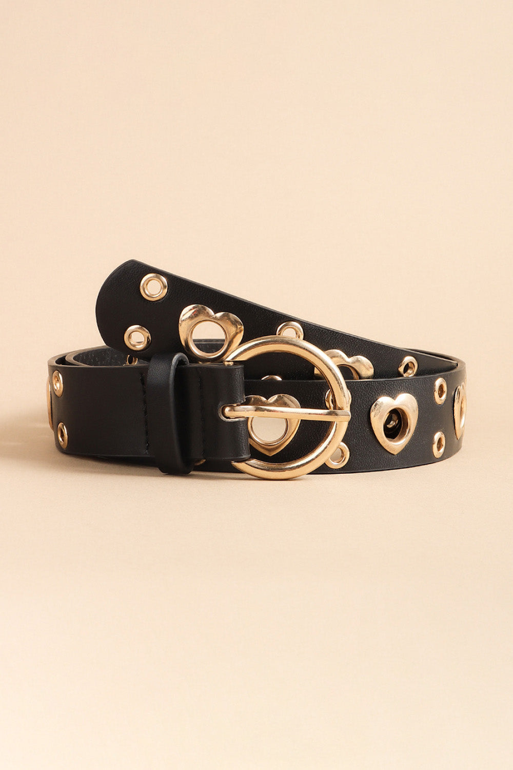 Heart Shape Alloy Detail PU Leather Belt - Jeans Junction Online