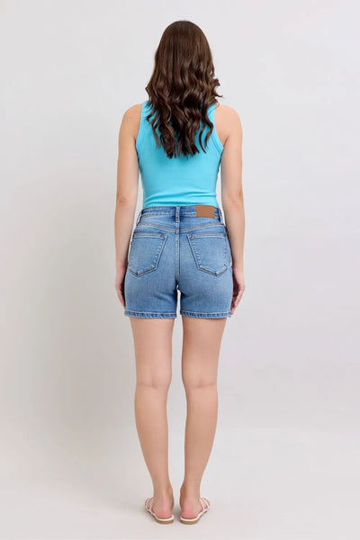Judy Blue Full Size 2 Button Denim Shorts with Pockets Plus Size - Jeans Junction Online