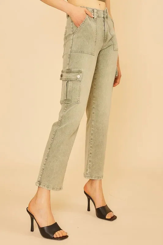 Annie Wear Straight Leg Jeans with Cargo Pockets - Jeans Junction Online 