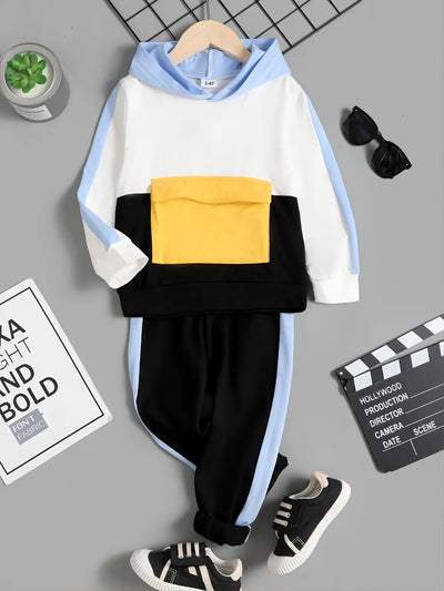 Children's Color Block Hoodie and Pants Set - Jeans Junction Online