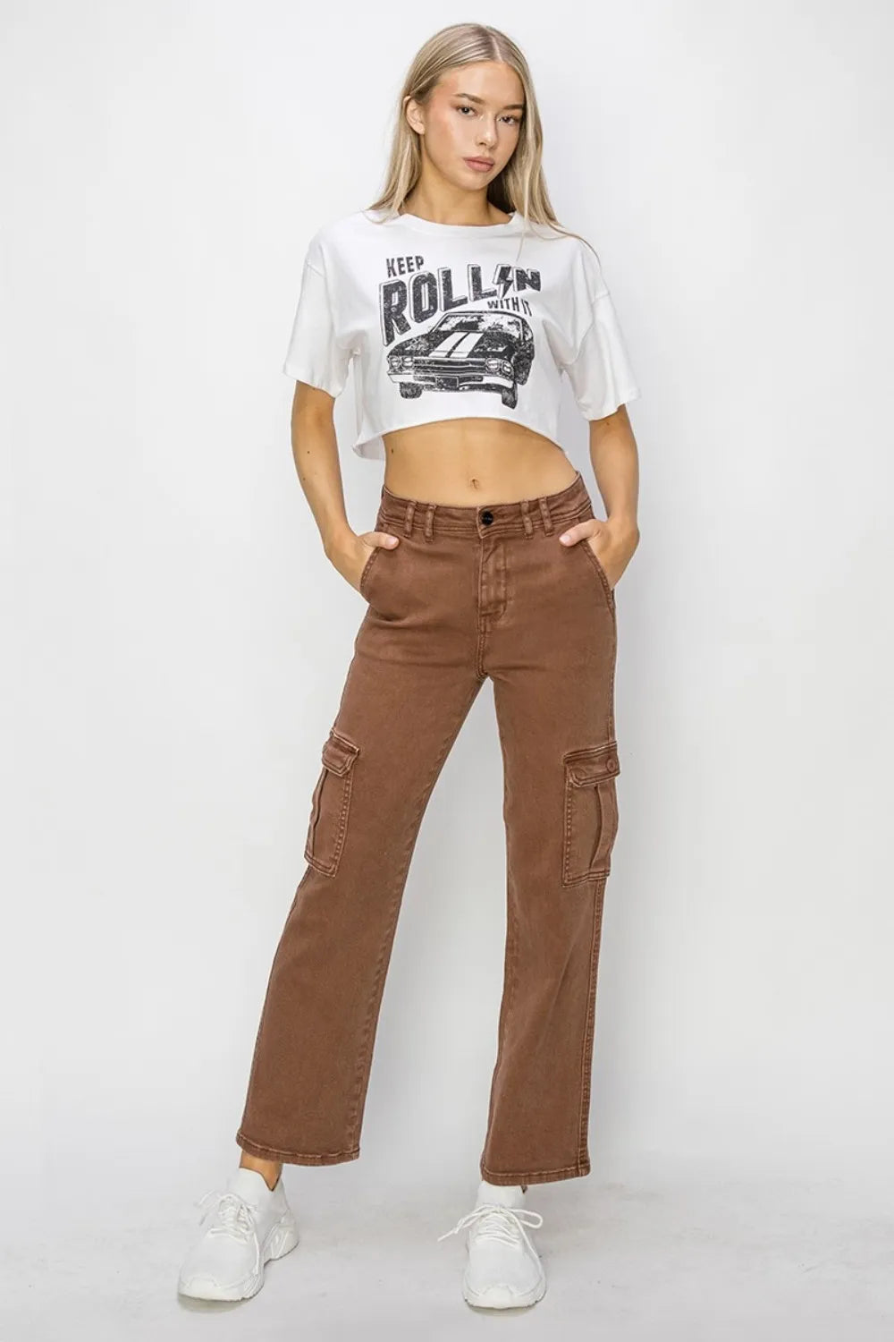 Risen Full Size High Rise Cargo Jeans - Jeans Junction Online