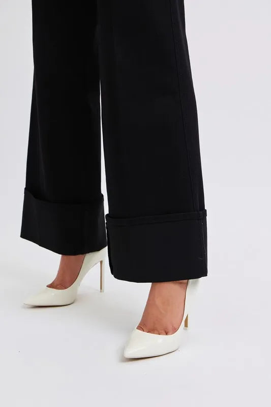 Judy Blue Full Size High Waist Reto Wide Leg W/ Cuff Plus Size - Jeans Junction Online