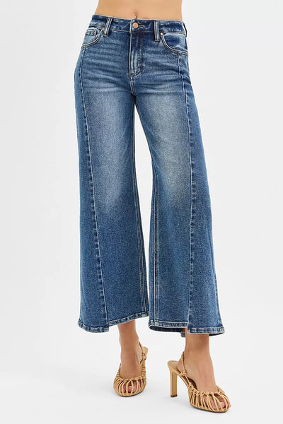 RISEN High Rise Crop Wide Leg Jeans with Step Hem - Jeans Junction Online