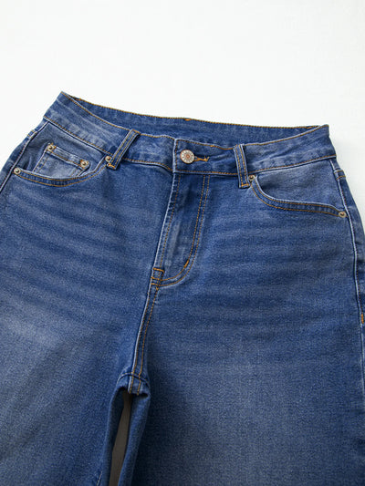 Raw Hem Unique Cuffs Straight High Rise Loose Jeans - Jeans Junction Online