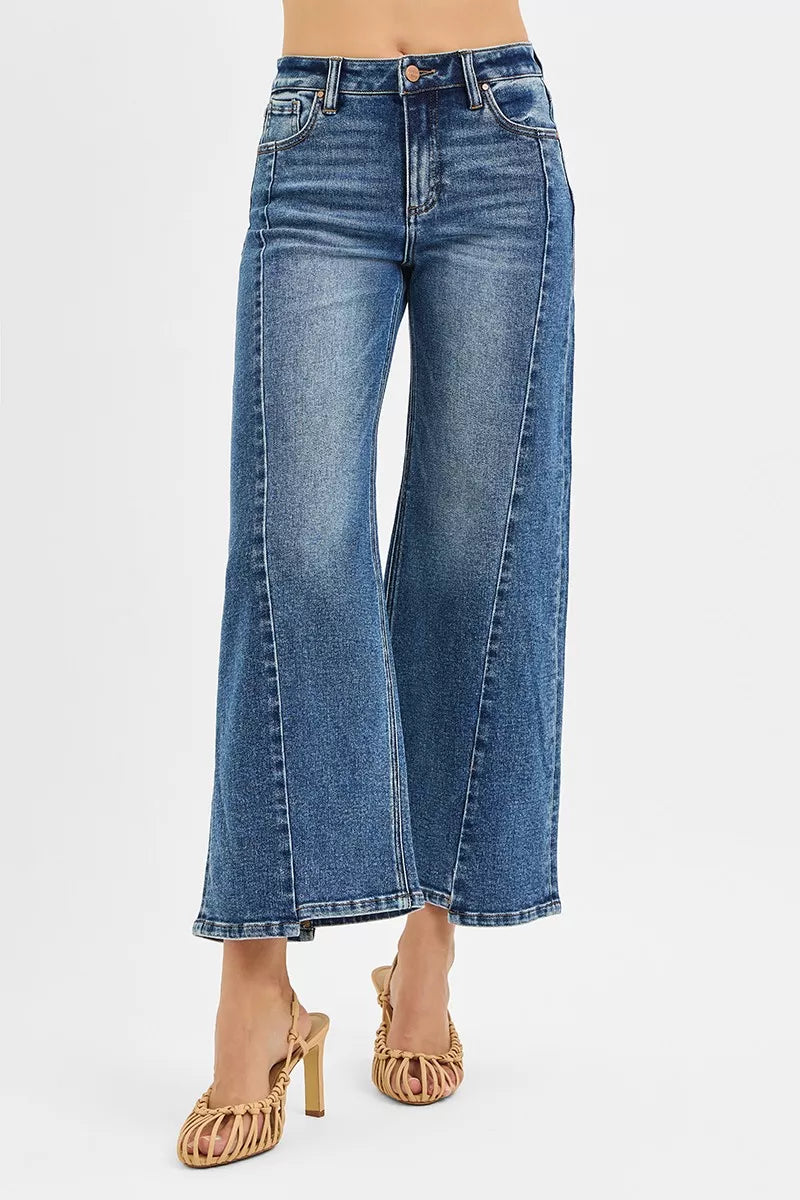 RISEN High Rise Crop Wide Leg Jeans with Step Hem - Jeans Junction Online
