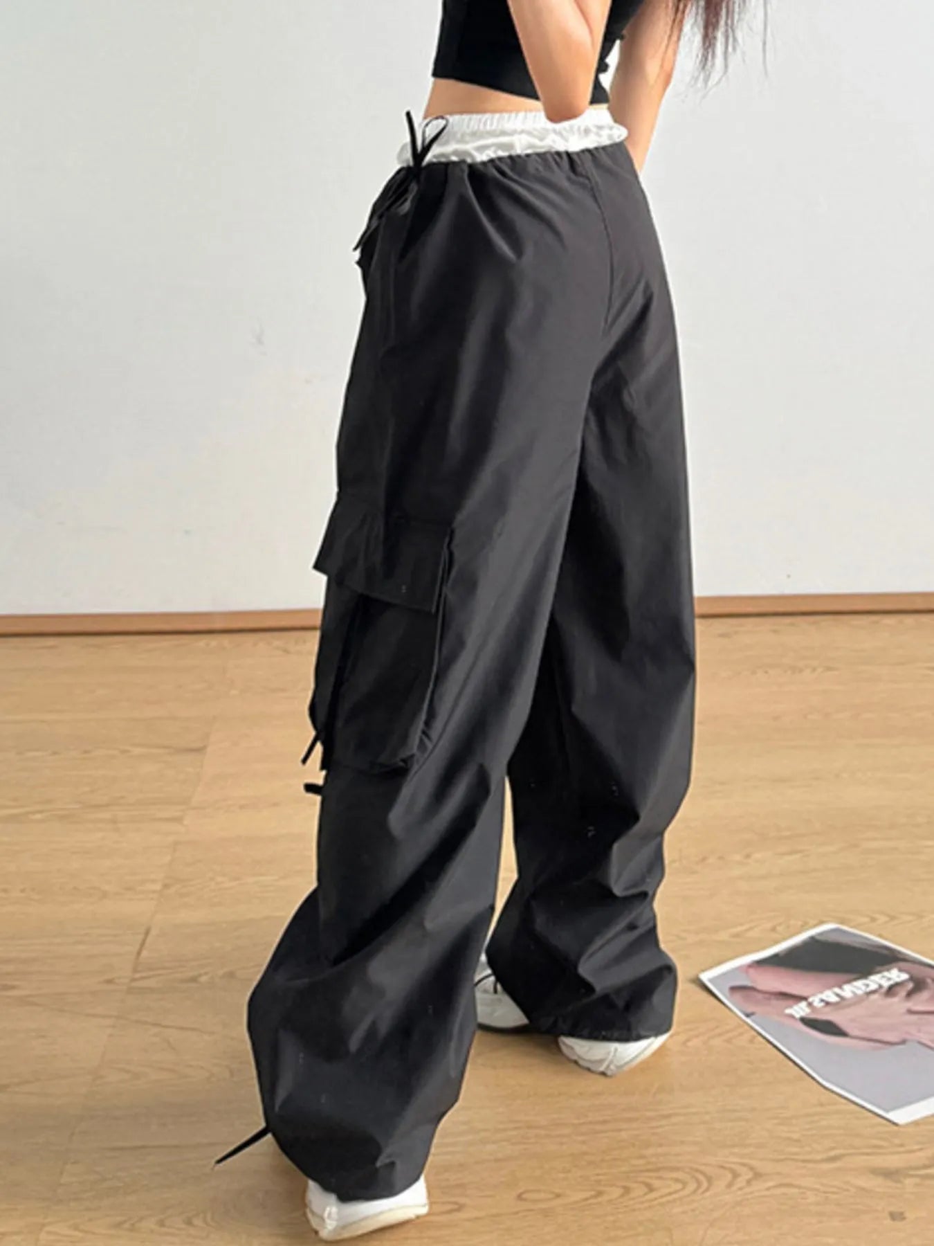 Bow Elastic Waist Cargo Pants - Jeans Junction Online