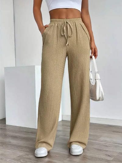 Texture Wide Leg Pants - Jeans Junction Online