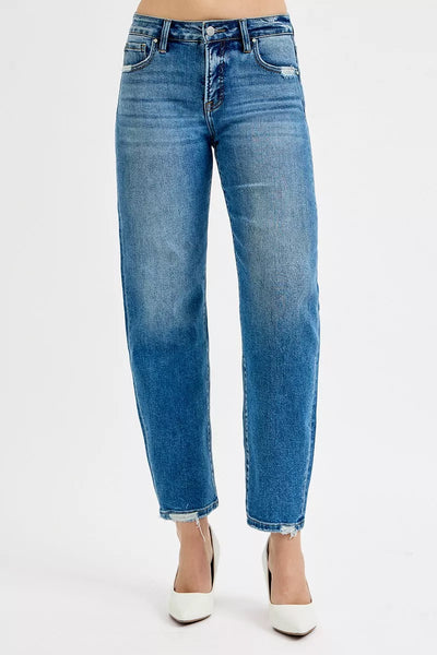 RISEN Tummy Control High Rise Ankle Slim Barrel Jeans - Jeans Junction Online
