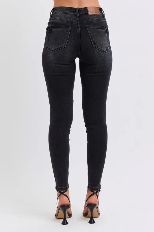 Judy Blue Full Size Mid Rise Tummy Control Skinny Jeans Plus Size - Jeans Junction Online