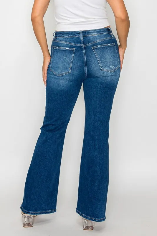 bytos Full Size High Rise Bootcut Jeans with Pockets - Jeans Junction Online
