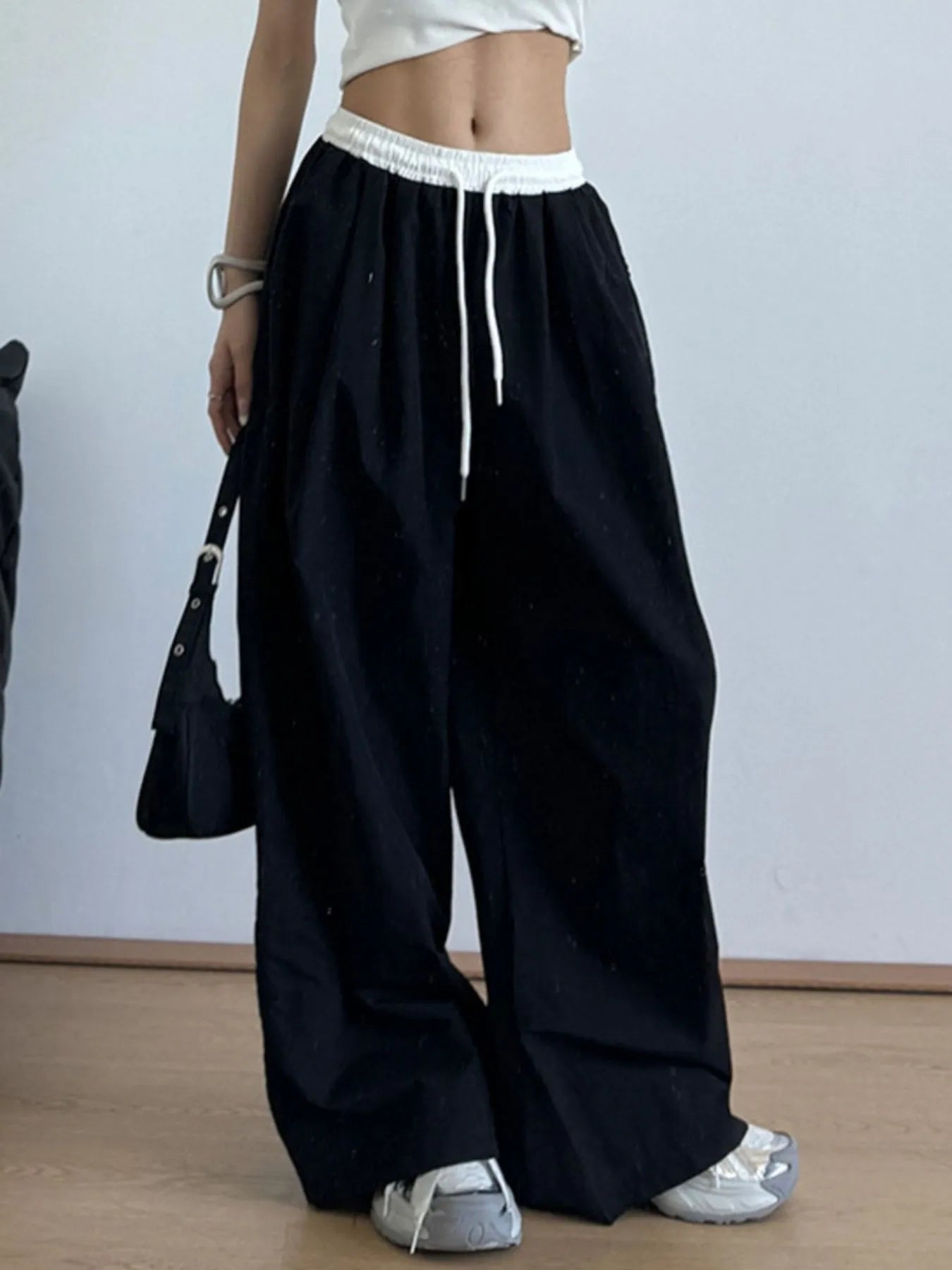 Wide Leg Drawstring Casual Pants - Jeans Junction Online
