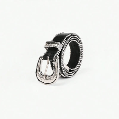 Studded Rhinestone PU Leather Belt - Jeans Junction Online