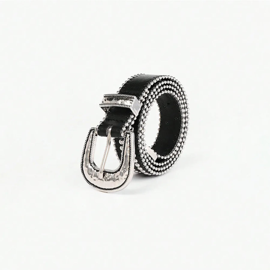 Studded Rhinestone PU Leather Belt - Jeans Junction Online 