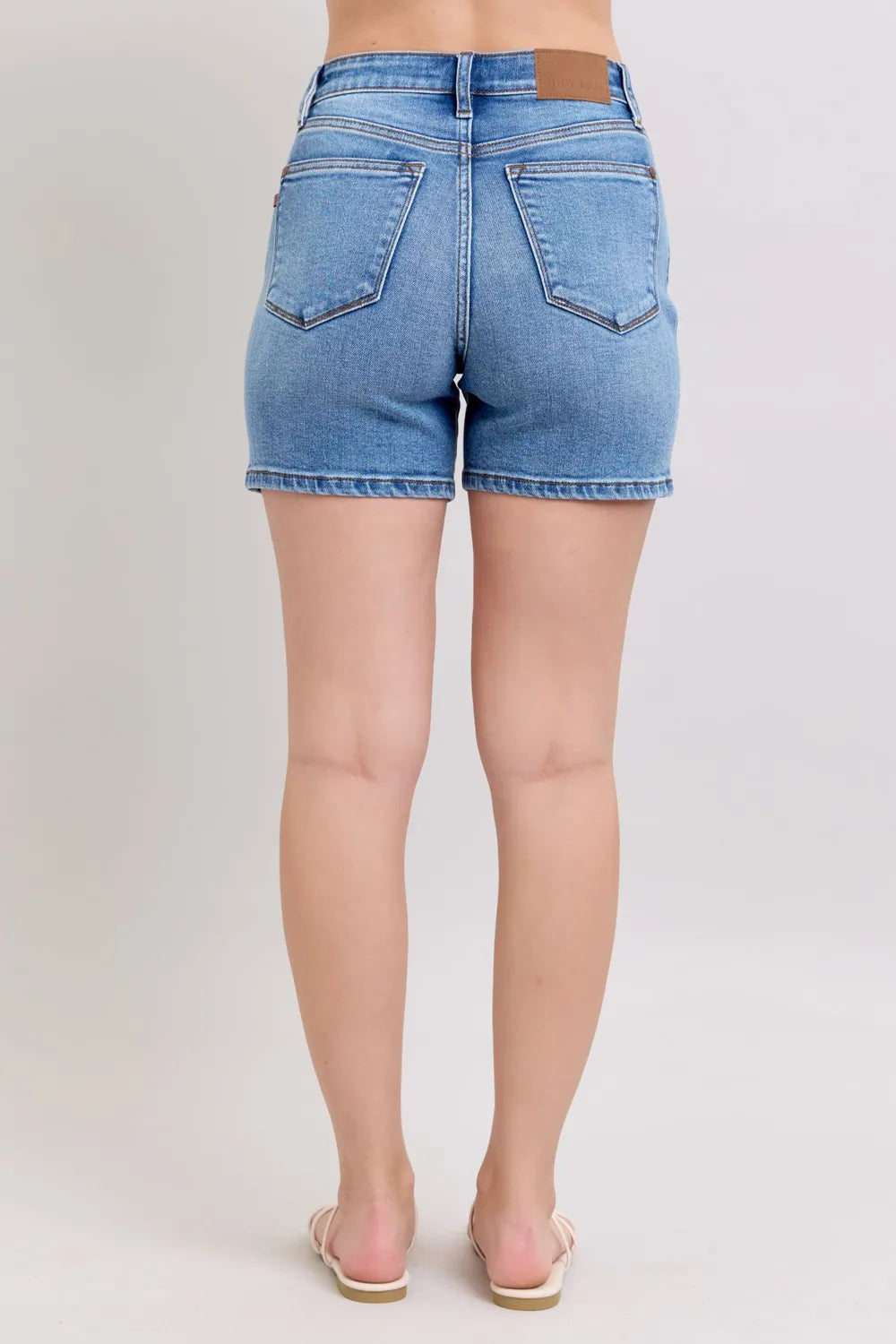 Judy Blue Full Size 2 Button Denim Shorts with Pockets Plus Size - Jeans Junction Online