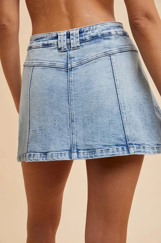 Annie Wear Button Detail Stretch Denim Wrap Mini Skort - Jeans Junction Online 