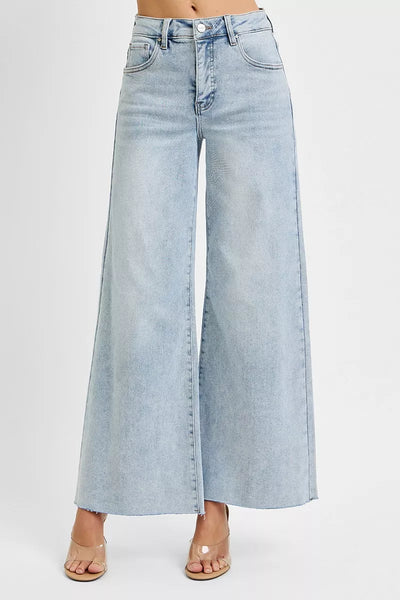 RISEN Full Size High Rise Ankle Wide Palazzo Jeans Plus Size - Jeans Junction Online