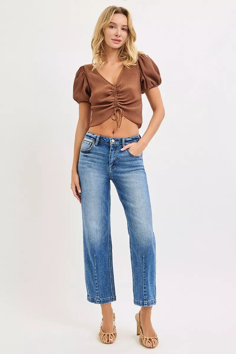 RISEN High Rise Crop Boyfriend Tapered Jeans - Jeans Junction Online