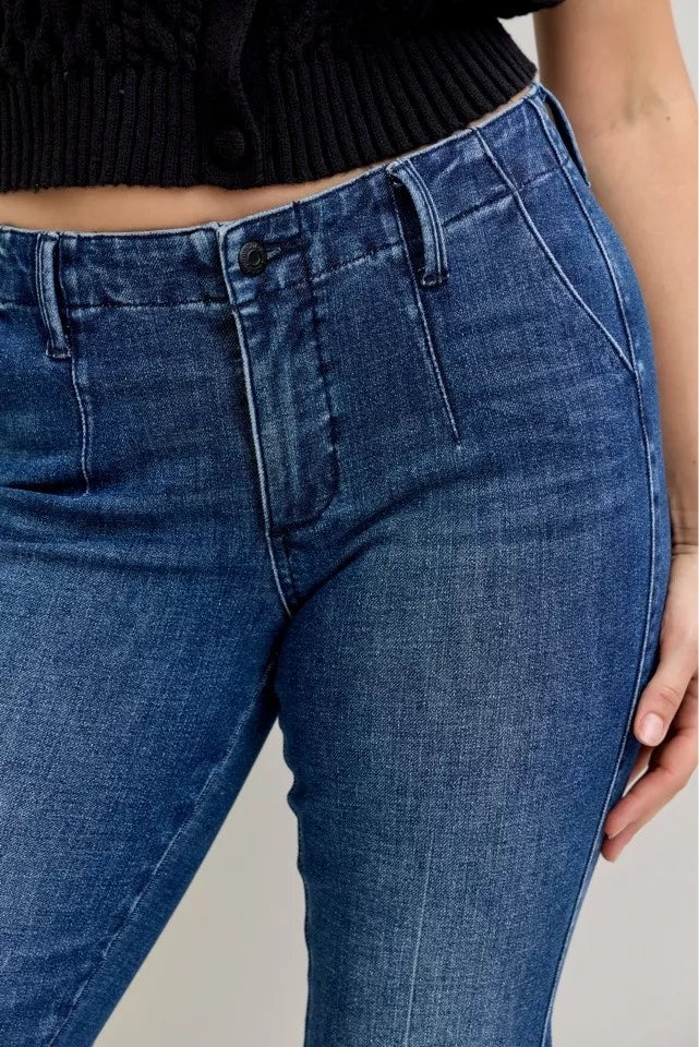 Judy Blue Full Size Mid Rise Bootcut Jeans with Welt Pockets Plus Size - Jeans Junction Online