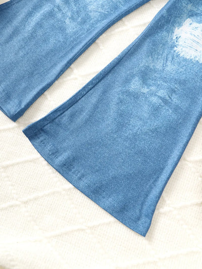 Children's Butterfly Print Top and Flare Pants Set - Jeans Junction Online