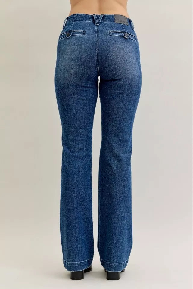 Judy Blue Full Size Mid Rise Bootcut Jeans with Welt Pockets Plus Size - Jeans Junction Online