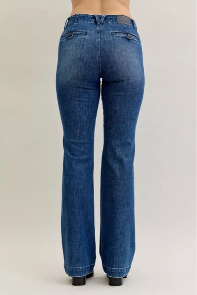 Judy Blue Full Size Mid Rise Bootcut Jeans with Welt Pockets Plus Size - Jeans Junction Online