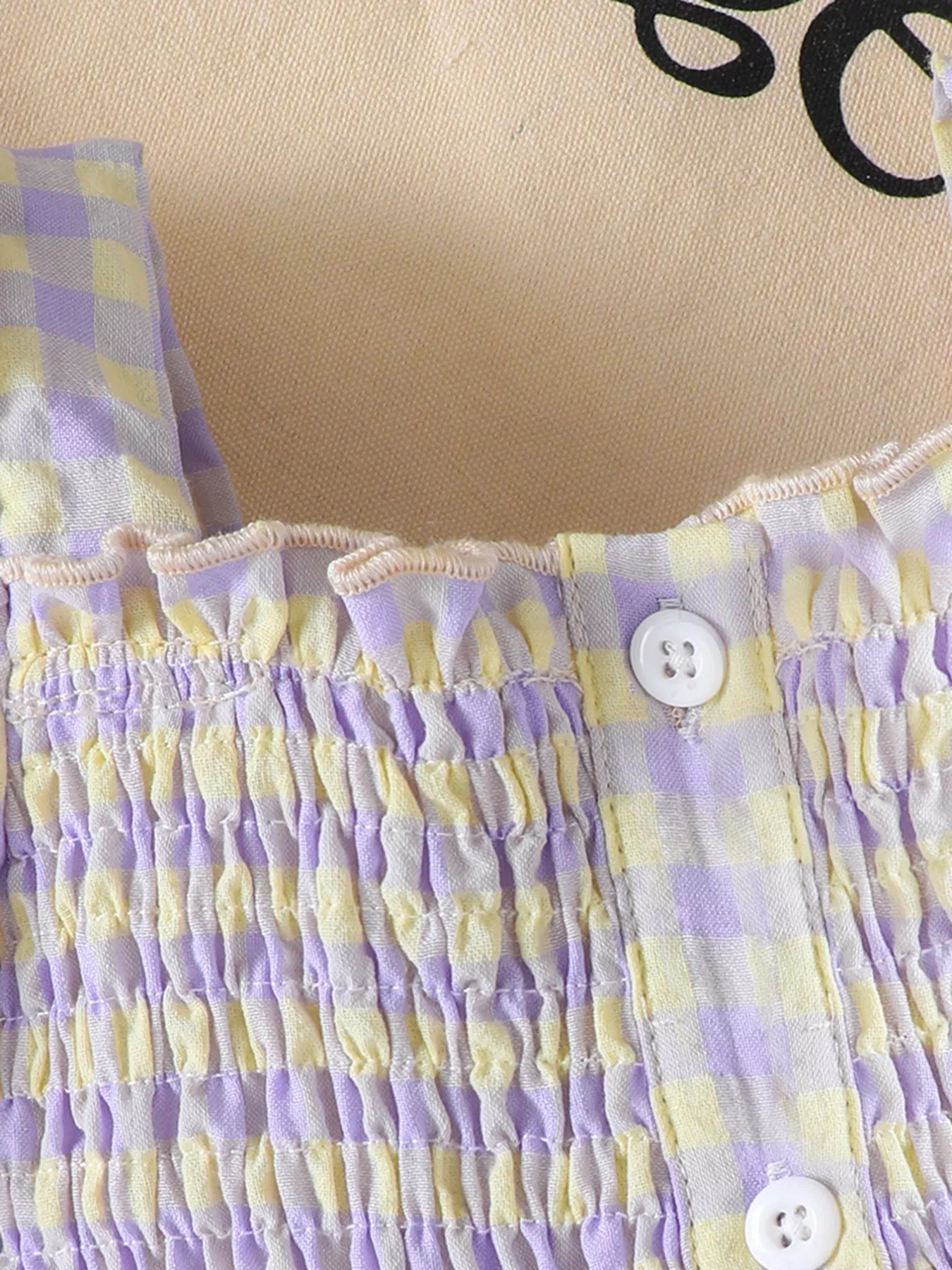 Children's Gingham Smocked Top and Bow Pants Set - Jeans Junction Online