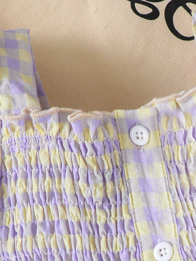 Children's Gingham Smocked Top and Bow Pants Set - Jeans Junction Online