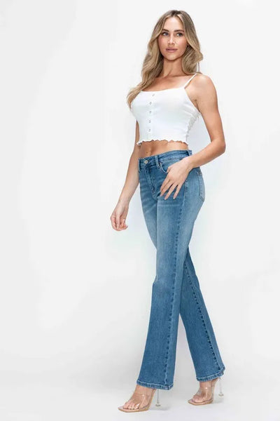 bytos Full Size Cat's Whiskers Mid Rise Bootcut Jeans - Jeans Junction Online