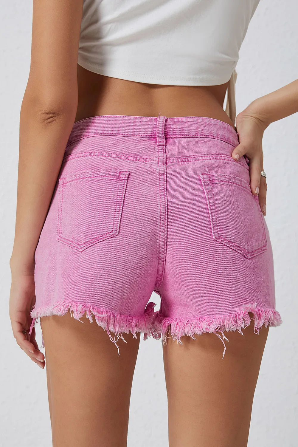 High Rise Crossover Waist Denim Shorts - Jeans Junction Online