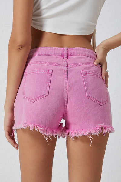 High Rise Crossover Waist Denim Shorts - Jeans Junction Online