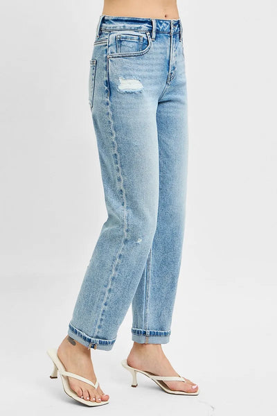 RISEN Full Size High Rise Ankle Boyfriend Distressed Jeans Plus Size - Jeans Junction Online