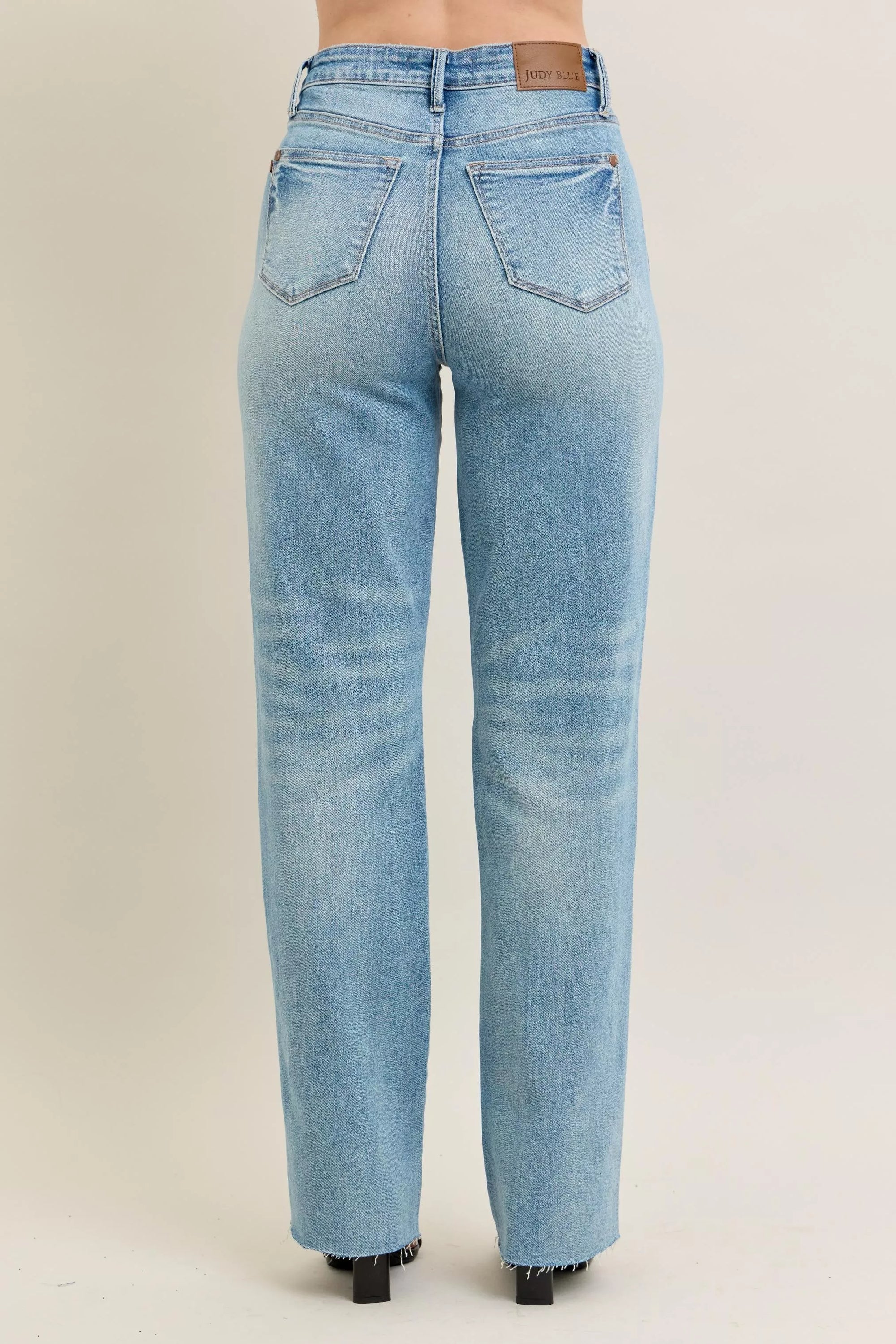 Judy Blue Full Size High Waist Rigid Magic Star Shaped Destroy 90's Straight Jeans Plus Size - Jeans Junction Online