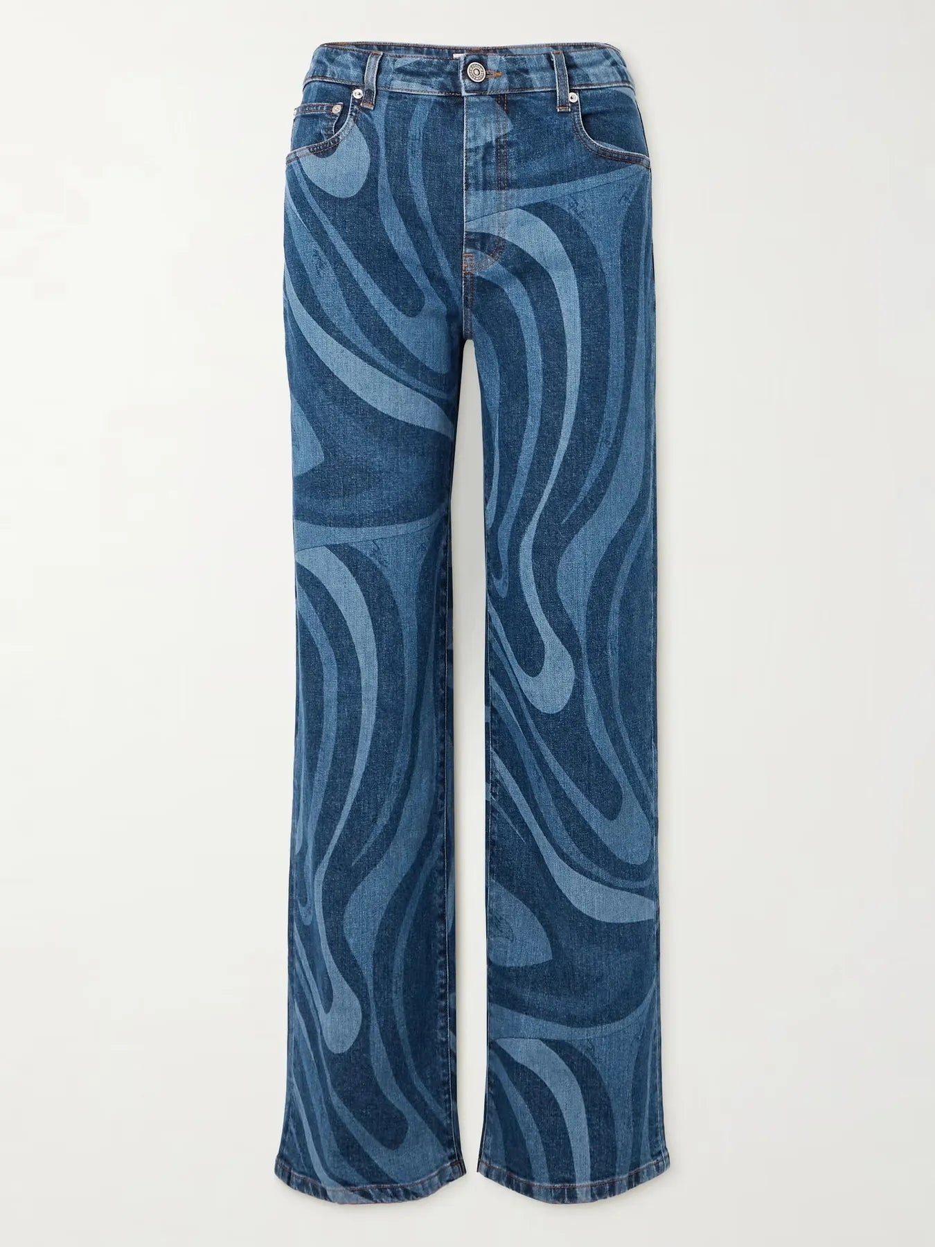 Water Ripples Print Wide Leg Jeans - Jeans Junction Online