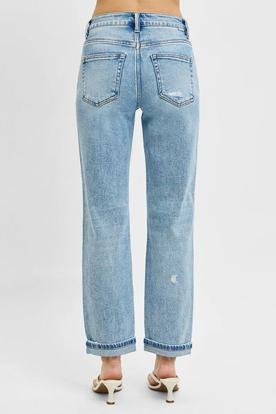 RISEN Full Size High Rise Ankle Boyfriend Distressed Jeans Plus Size - Jeans Junction Online