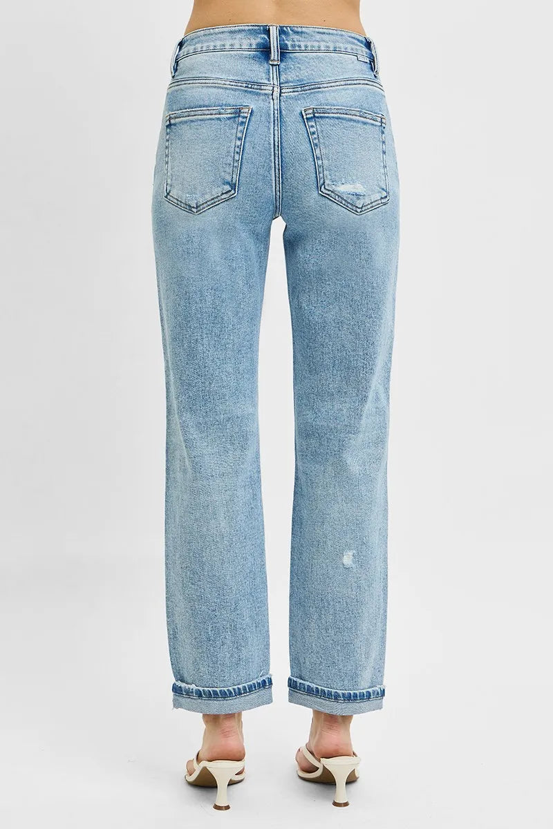 RISEN Full Size High Rise Ankle Boyfriend Distressed Jeans Plus Size - Jeans Junction Online 